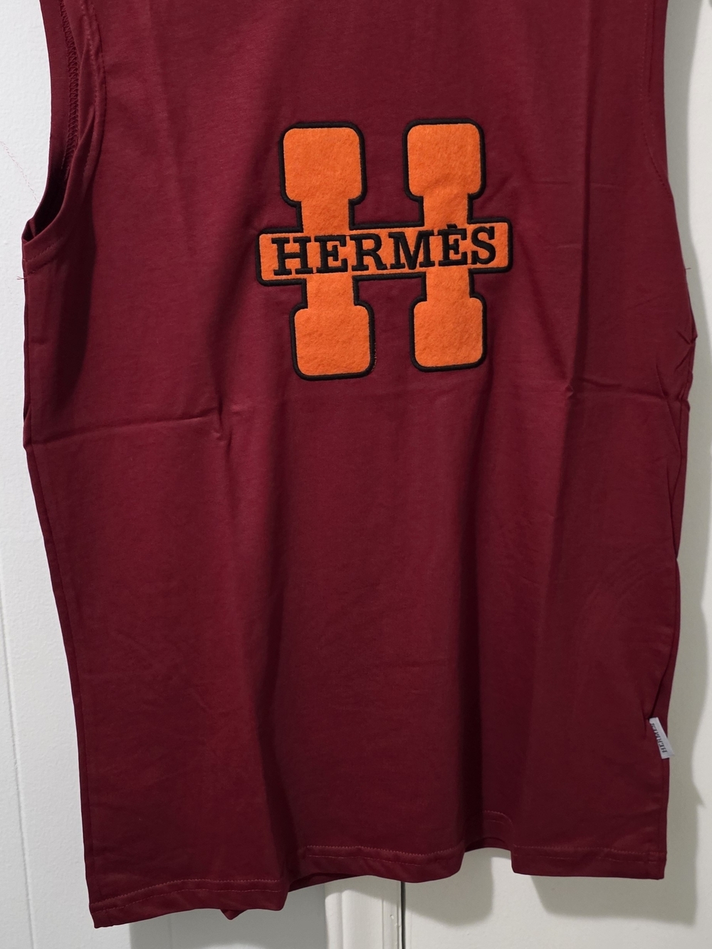 Hermès Burgundy Tank with Orange 'H' Logo